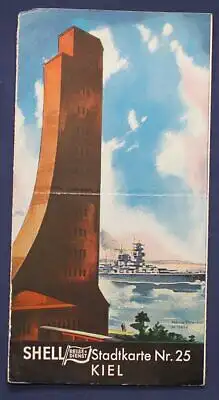 Original Prospekt Shell Stadtkarte Nr. 25 Kiel um 1930 Ortskunde Reise sf