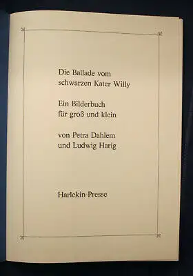 Dahlem Die Ballade vom schwarzen Kater Harlekin-Presse Exemplar 14 von 250 sf