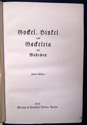 Brentano Gockel, Hinkel und Gackeleia ein Mährchen 1912 Belletrsitik Lyrik js