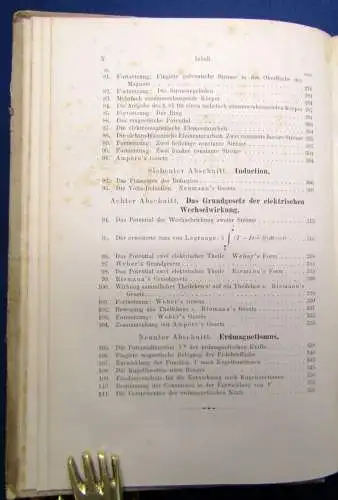 Riemann, Bernhard Schwere, Electricität und Magnetismus EA 1876 Wissen js