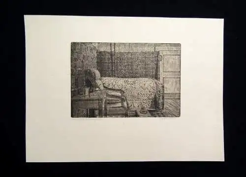 Heinz Gustav Weis Radierung "Goethes Schlaf- und Herbergszimmer " um 1920