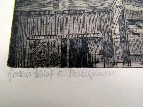 Heinz Gustav Weis Radierung "Goethes Schlaf- und Herbergszimmer " um 1920