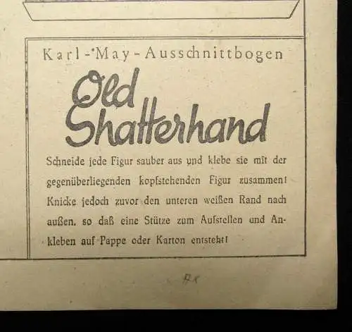 Karl May-Ausschnittbogen/Bastelbogen Old Shatterhand  mit Anleitung  um 1930 rar