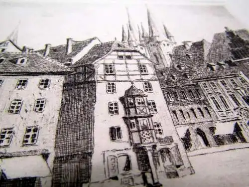 Eger/Cheb "Marktplatz" Radierung um 1920 signiert unten rechts Bezeichnung links
