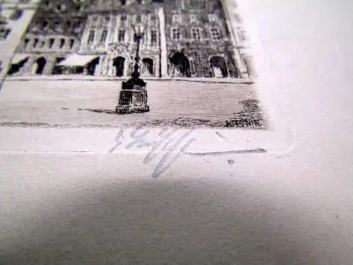 Eger/Cheb "Marktplatz" Radierung um 1920 signiert unten rechts Bezeichnung links
