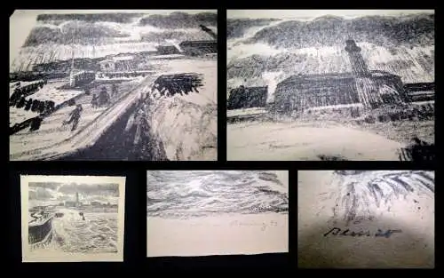 William Barring " Springflut am Meer " 1913 signiert unten r. auf Lithografie