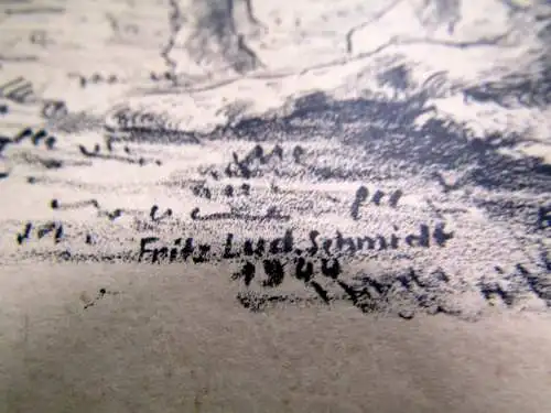 Fritz Ludwig Schmidt "Lämmer auf der Weide" 1944 sign. und datiert Lithografie