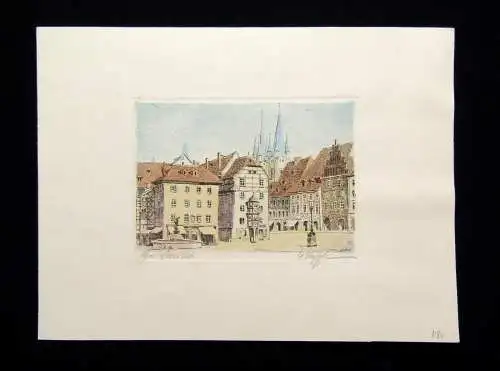 Eger/ Cheb "Marktplatz" Farbradierung um 1920 signiert unten r.