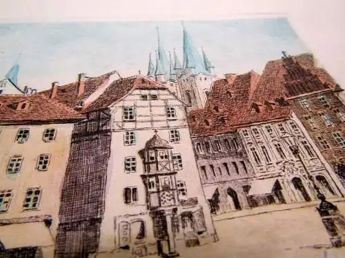 Eger/ Cheb "Marktplatz" Farbradierung um 1920 signiert unten r.