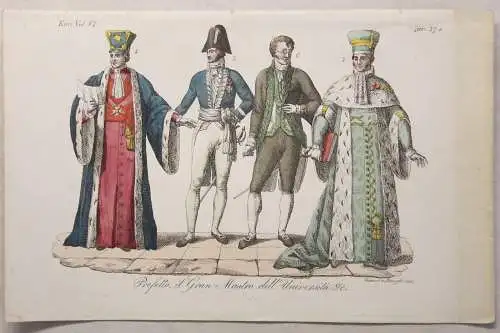 Europa Bekleidung Präfekt Tracht Kupferstich um1825 Giarré handkoloriert Grafik 