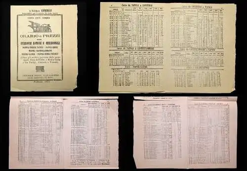 Zugfahrplan+Preise Rom/Neapel/Umland 1875 Orario e Prezzi Delle Ferrovie Romane