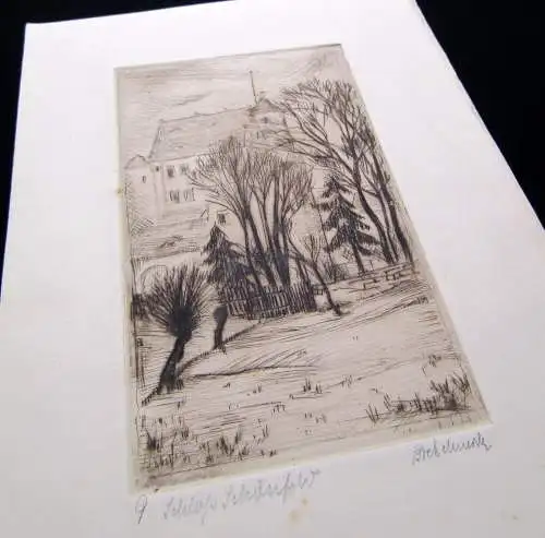 Bretschneider "Schloß Schönfeld bei Dresden" Radierung um 1920 signiert unten r.