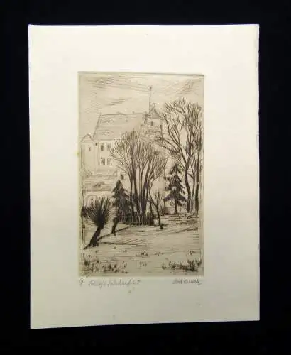 Bretschneider "Schloß Schönfeld bei Dresden" Radierung um 1920 signiert unten r.