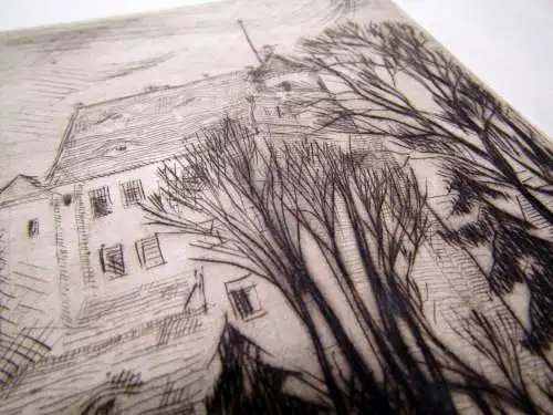 Bretschneider "Schloß Schönfeld bei Dresden" Radierung um 1920 signiert unten r.