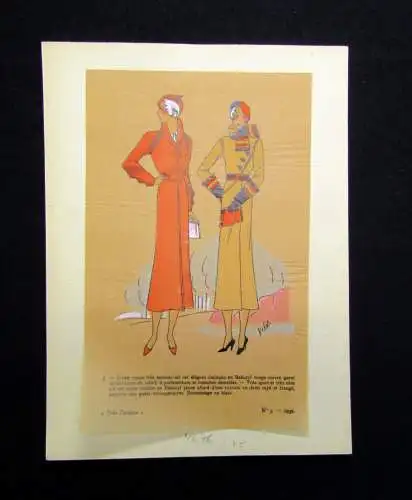 Sammlung 11 Pochoir-kolorierte Lithografien Mode aus "Tres Parisien" um 1930