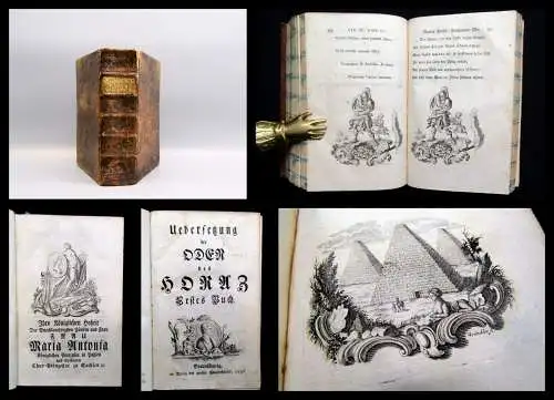 Uebersetzung des Oden des Horaz 5 Teile in 1 Buch 1756 zahlreiche Kupfervignett.