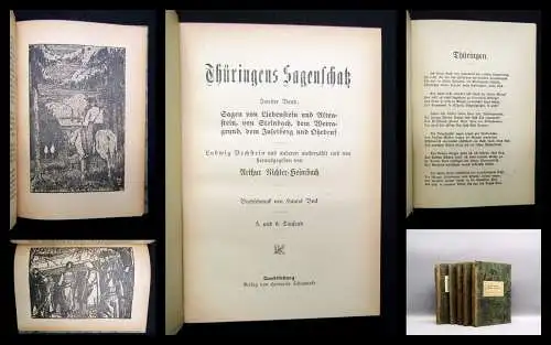 Bechstein, Ludwig Thüringer Sagenbuch 5 Bde. 1913 Buchschmuck von Hanns Bock