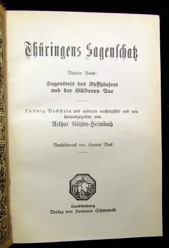 Bechstein, Ludwig Thüringer Sagenbuch 5 Bde. 1913 Buchschmuck von Hanns Bock