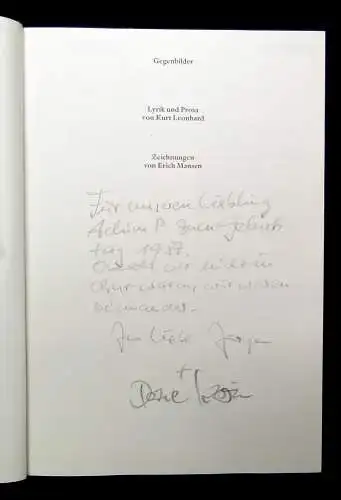 Leonhard, Kurt Gegenbilder Lyrik und Prosa Zeichnungen von Erich Mansen 1986
