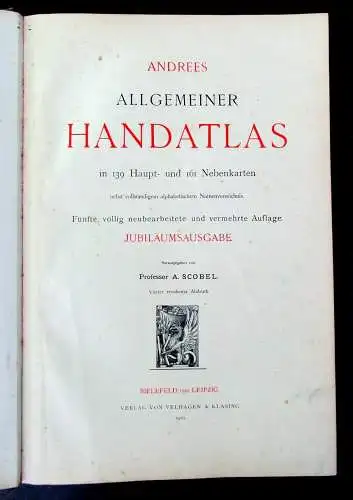 Scobel Andrees Allgemeiner Handatlas 1910 Jubiläums-Ausg. 139 Haupt-u.161 Karten