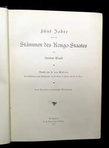 Wobeser, Ward Fünf Jahre unter den Stämmen des Kongo- Staates 1891