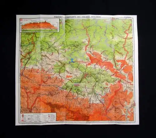 Baron´s Heimatkarte Hirschberg ca. 54 x 48cm Maßstab 1: 100 000 um 1930 Guide