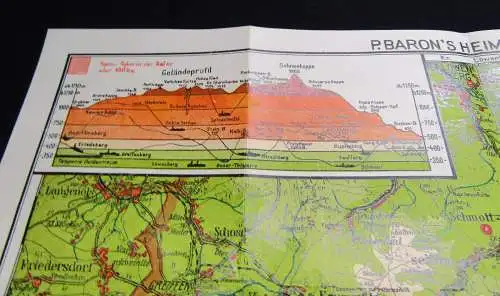 Baron´s Heimatkarte Hirschberg ca. 54 x 48cm Maßstab 1: 100 000 um 1930 Guide