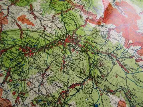 Baron´s Heimatkarte Hirschberg ca. 54 x 48cm Maßstab 1: 100 000 um 1930 Guide