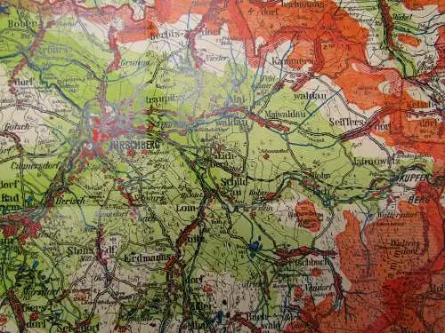 Baron´s Heimatkarte Hirschberg ca. 54 x 48cm Maßstab 1: 100 000 um 1930 Guide