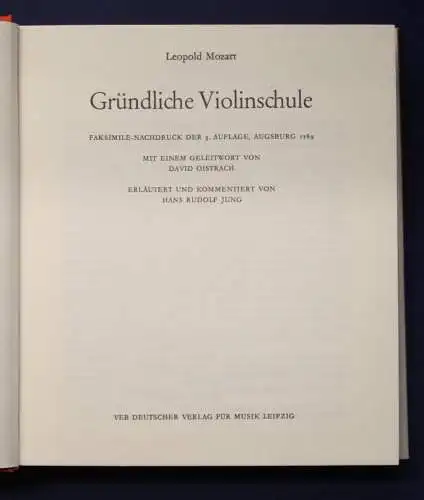 Mozart Gründliche Violinschule 1968 Faksimile Nachdruck von 1789 Musik js