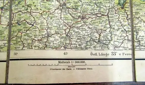 Karte auf Leinen Hech C. Regierungsbezirk Liegnitz 1:300 000 ca.76 x 66 cm