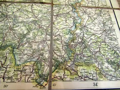 Karte auf Leinen Hech C. Regierungsbezirk Liegnitz 1:300 000 ca.76 x 66 cm