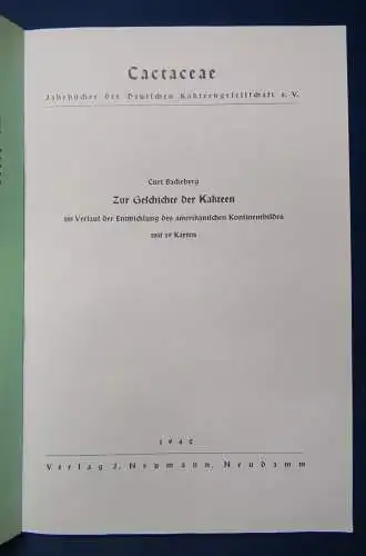 Cactaceae Jahrbücher der Deutschen Kakteengesellschaft E. V. 1942 2. Teil js