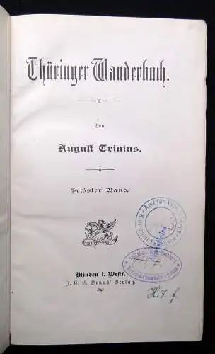 Trinius Thüringer Wanderbuch 1896 6. Bd apart Ortskunde Landeskunde Reiseführer