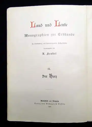 Scobel, Günther Land und Leute Der Harz/ Thüringen 1901, 1910 Reise Abenteuer