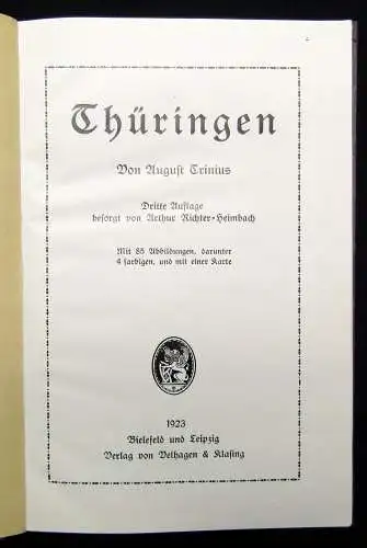 Trinius, August Mit Laute und Rucksack- Thüringen 2 Bde. zusammen 1923 Literatur
