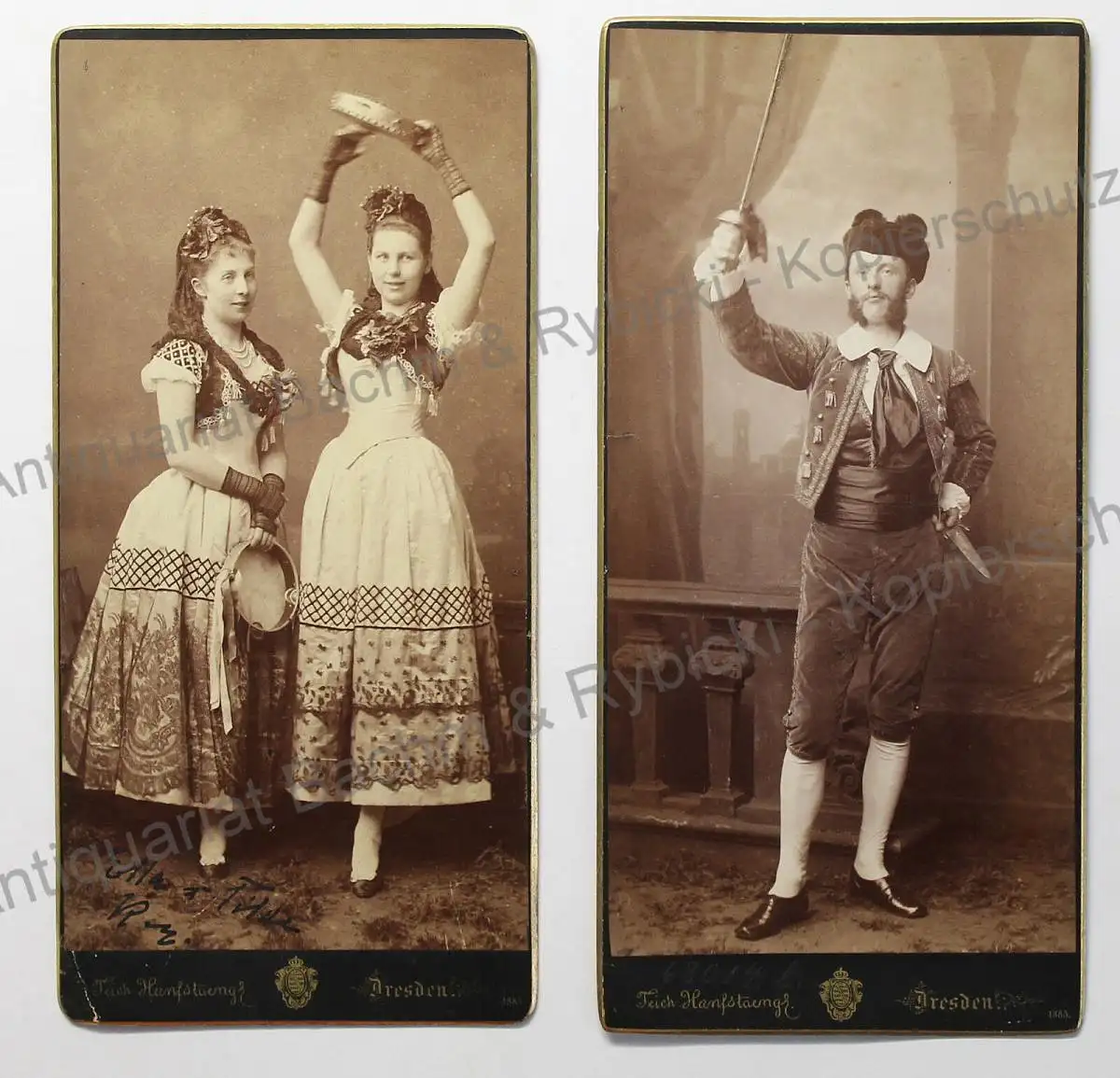 2 Fotografien Hanfstaengl Dresden 1885 Porträt Ernst v. Seydewitz & Ehefrau Ella 0