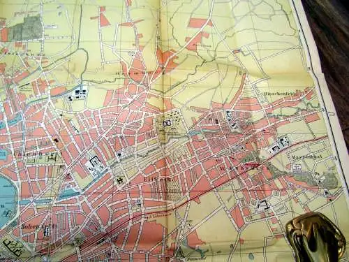 Adler Plan von Hamburg Altona- Wandsbek 1857 nebst beschreibendem Führer 1:18000