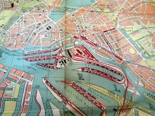 Adler Plan von Hamburg Altona- Wandsbek 1857 nebst beschreibendem Führer 1:18000