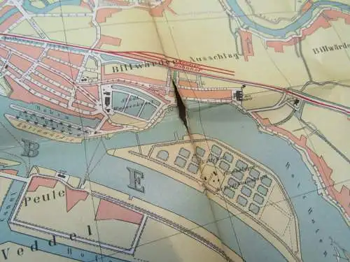 Adler Plan von Hamburg Altona- Wandsbek 1857 nebst beschreibendem Führer 1:18000