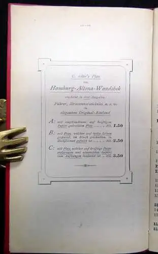 Adler Plan von Hamburg Altona- Wandsbek 1857 nebst beschreibendem Führer 1:18000