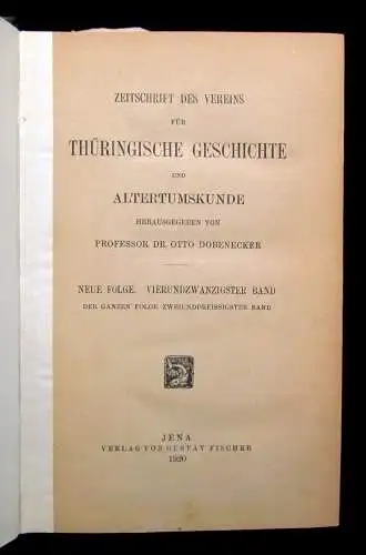 Dobenecker Zeitschrift des Vereins für Thüringische Geschichte Neue Folge 24. Bd
