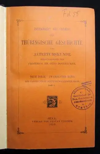 Dobenecker Zeitschrift des Vereins für Thüringische Geschichte Neue Folge 20. Bd