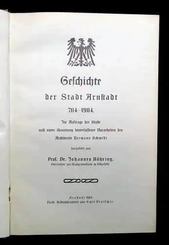 Bühring Geschichte der Stadt Arnstadt 704-1904 Im auftrage der Stadt 1904
