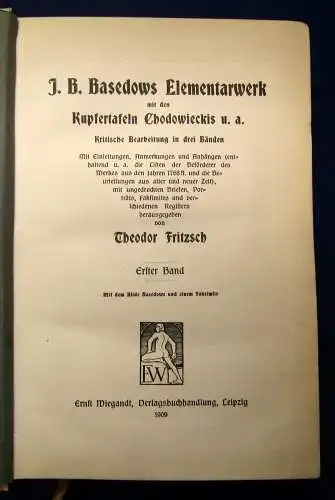 Basedow´s J.B. Elementarwerk Faksimile 1909 2 Bde.+Tafelband