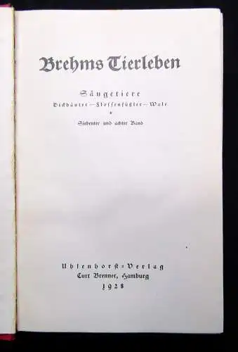 Hagen; Evers Brehms Tierleben 12 Bde 1928 Naturwissenschaften Biologie Tiere