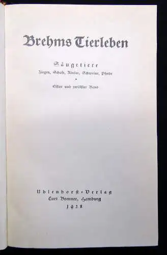 Hagen; Evers Brehms Tierleben 12 Bde 1928 Naturwissenschaften Biologie Tiere