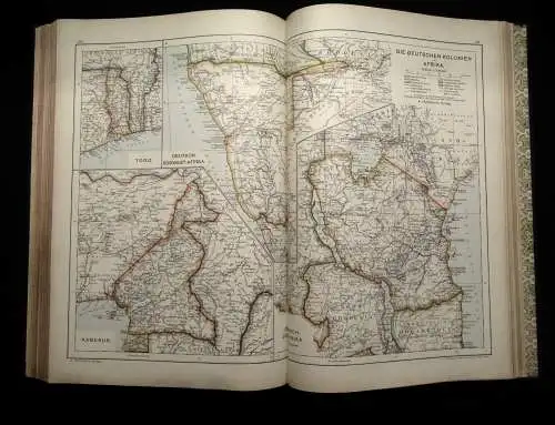 A. Hartlebens Volks-Atlas 86 Hauptkarten und 84 Nebenkarten um 1913 Geografie