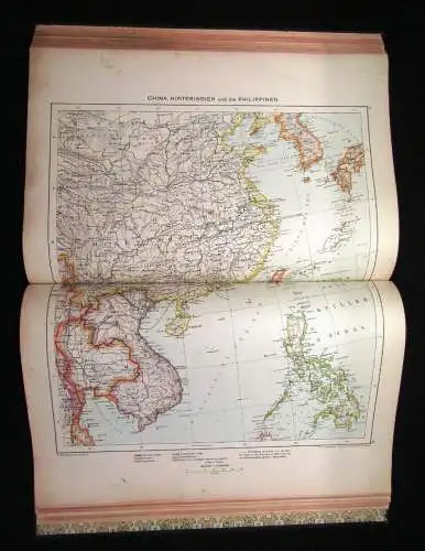 A. Hartlebens Volks-Atlas 86 Hauptkarten und 84 Nebenkarten um 1913 Geografie