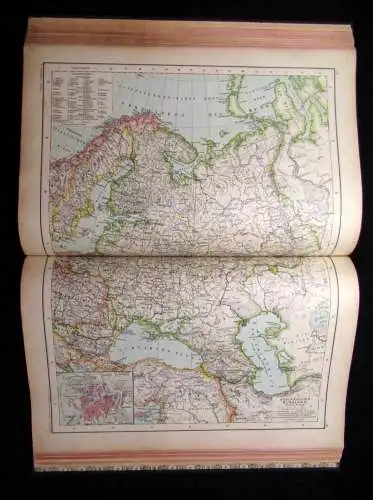 A. Hartlebens Volks-Atlas 86 Hauptkarten und 84 Nebenkarten um 1913 Geografie